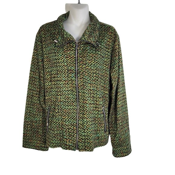 Erin London Womens Jacket Sz XL Green Full Zip Pockets Drawstring Collar Stretch - Picture 1 of 11